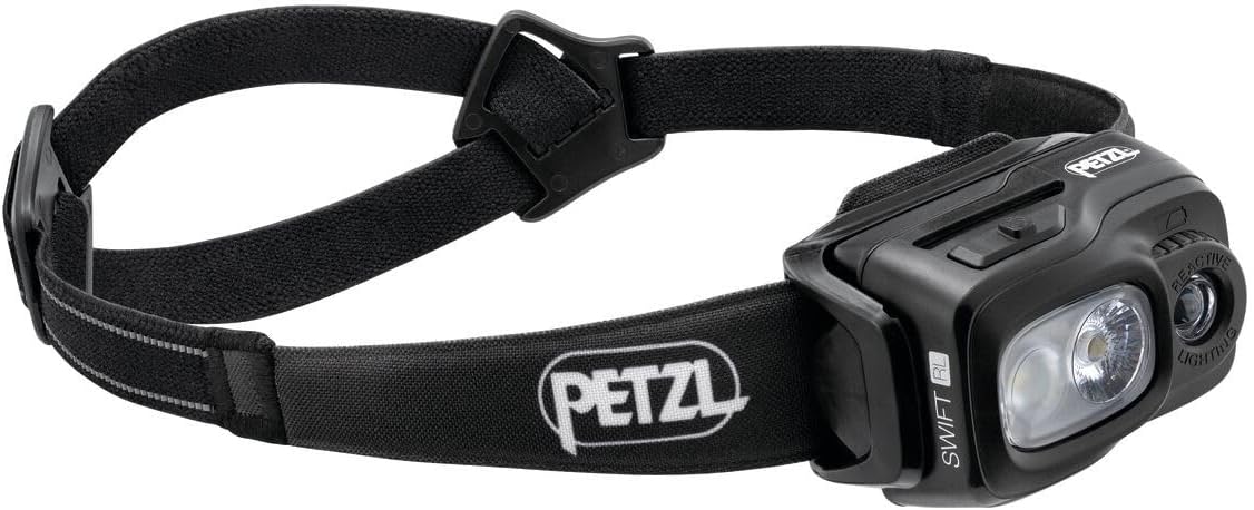 PETZL Swift RL Headlamp - Lightweight & Rechargeable 1100 Lumen Headlamp - Black